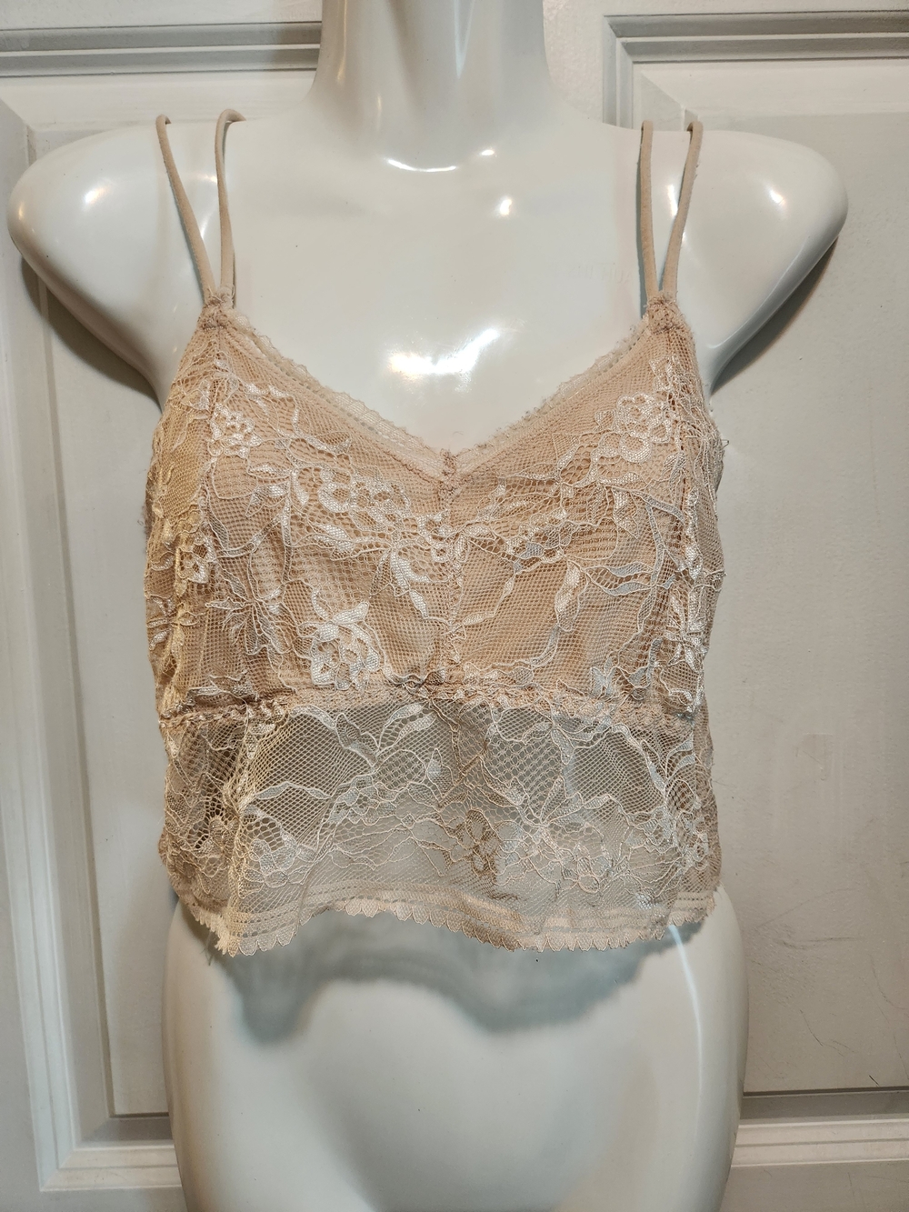 Lace Bralette Crop Top in Nude